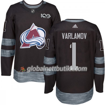 Colorado Avalanche Hockeydrakt Semyon Varlamov 1 1917-2017 100th Anniversary Svart Adidas Authentic - Herre